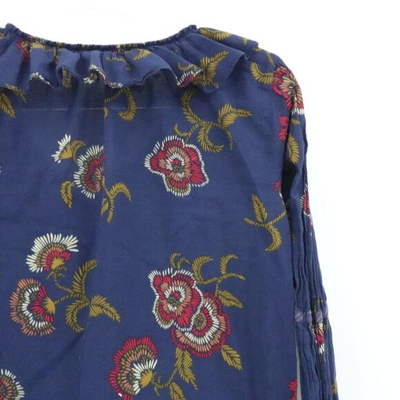 Madewell x Warm Shirt Womens Medium Floral Ruffle Long Sleeve Boho Fall Flowy - Picture 9 of 16